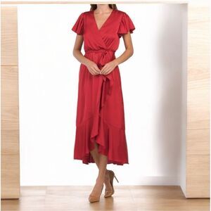 Large Nicole Miller Red Faux Wrap Dress Size S Christmas dress